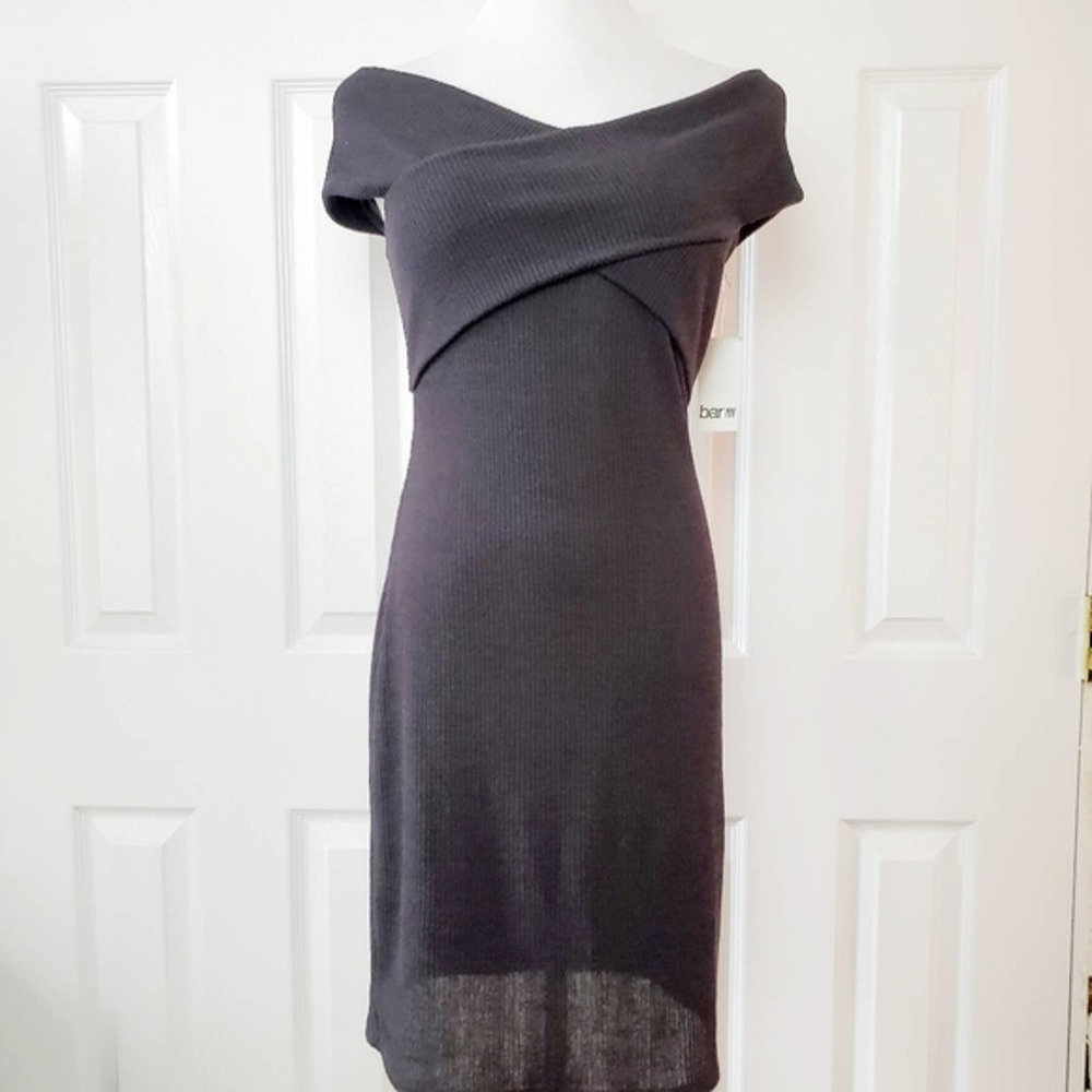 Bar III Ribbed Off The Shoulder Sweater Dress